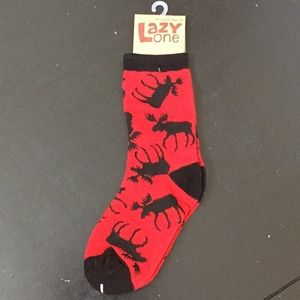Lazy One Red Classic Moose socks NWT